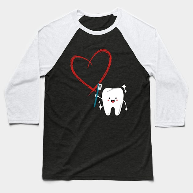 Love That Sparkle: Brushing Hearts Clean Baseball T-Shirt by mebcreations